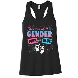 Keeper Of The Gender Or Blue Gender Reveal Fireworks Women's Racerback Tank