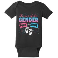 Keeper Of The Gender Or Blue Gender Reveal Fireworks Baby Bodysuit