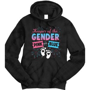 Keeper Of The Gender Or Blue Gender Reveal Fireworks Tie Dye Hoodie