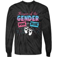 Keeper Of The Gender Or Blue Gender Reveal Fireworks Tie-Dye Long Sleeve Shirt