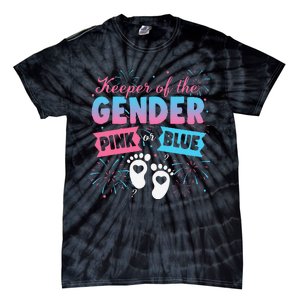 Keeper Of The Gender Or Blue Gender Reveal Fireworks Tie-Dye T-Shirt