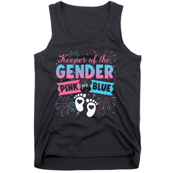 Keeper Of The Gender Or Blue Gender Reveal Fireworks Tank Top