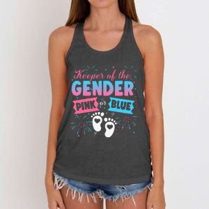 Keeper Of The Gender Or Blue Gender Reveal Fireworks Women's Knotted Racerback Tank