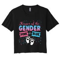 Keeper Of The Gender Or Blue Gender Reveal Fireworks Women's Crop Top Tee