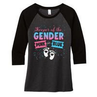 Keeper Of The Gender Or Blue Gender Reveal Fireworks Women's Tri-Blend 3/4-Sleeve Raglan Shirt