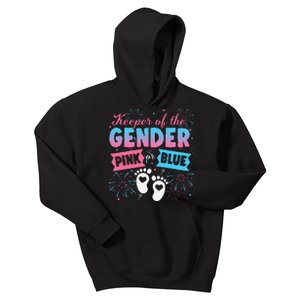 Keeper Of The Gender Or Blue Gender Reveal Fireworks Kids Hoodie