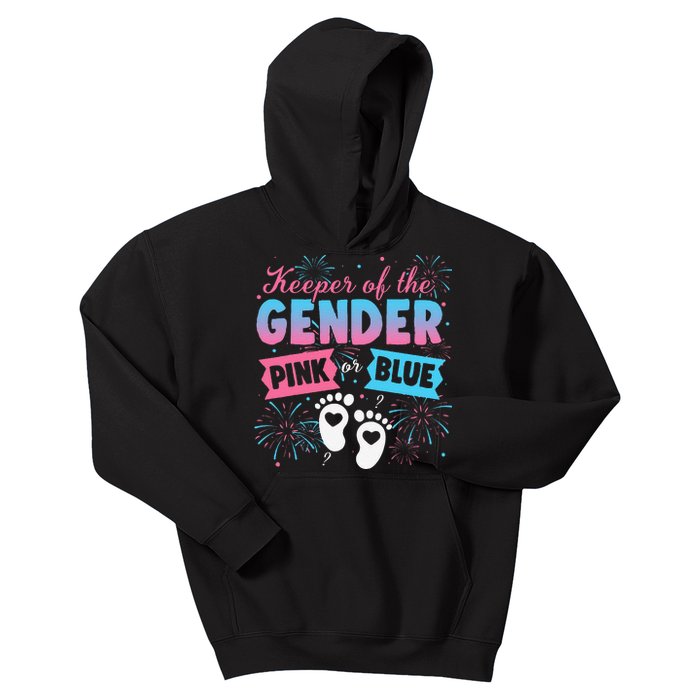 Keeper Of The Gender Or Blue Gender Reveal Fireworks Kids Hoodie