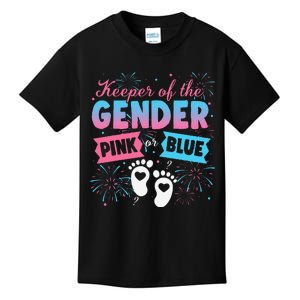 Keeper Of The Gender Or Blue Gender Reveal Fireworks Kids T-Shirt