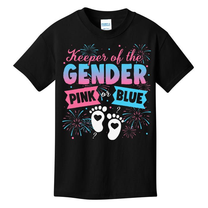 Keeper Of The Gender Or Blue Gender Reveal Fireworks Kids T-Shirt