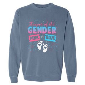 Keeper Of The Gender Or Blue Gender Reveal Fireworks Garment-Dyed Sweatshirt