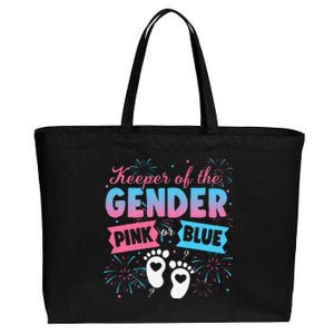 Keeper Of The Gender Or Blue Gender Reveal Fireworks Cotton Canvas Jumbo Tote