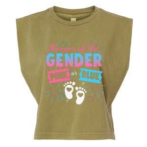 Keeper Of The Gender Or Blue Gender Reveal Fireworks Garment-Dyed Women's Muscle Tee