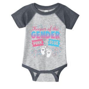 Keeper Of The Gender Or Blue Gender Reveal Fireworks Infant Baby Jersey Bodysuit