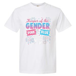 Keeper Of The Gender Or Blue Gender Reveal Fireworks Garment-Dyed Heavyweight T-Shirt