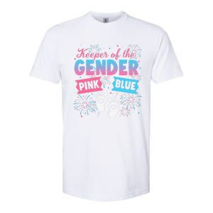 Keeper Of The Gender Or Blue Gender Reveal Fireworks Softstyle CVC T-Shirt