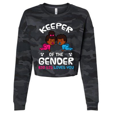 Keeper Of The Gender Big Sis Loves You African American Gift Cropped Pullover Crew