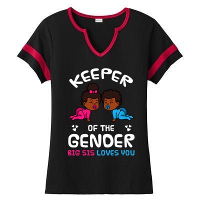 Keeper Of The Gender Big Sis Loves You African American Gift Ladies Halftime Notch Neck Tee