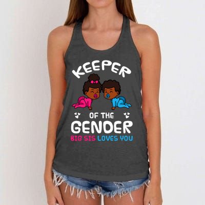 Keeper Of The Gender Big Sis Loves You African American Gift Women's Knotted Racerback Tank