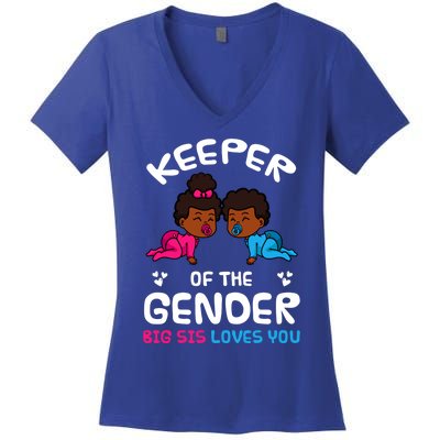 Keeper Of The Gender Big Sis Loves You African American Gift Women's V-Neck T-Shirt