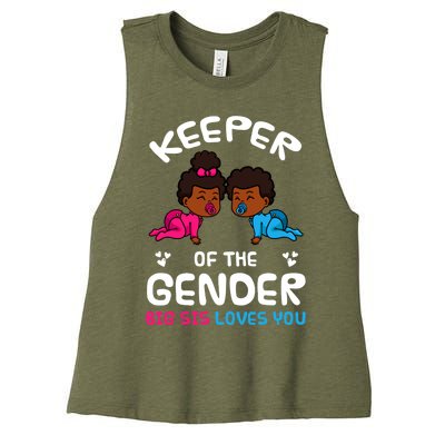 Keeper Of The Gender Big Sis Loves You African American Gift Women's Racerback Cropped Tank