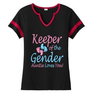 Keeper Of The Gender Auntie Gender Reveal Party Idea Ladies Halftime Notch Neck Tee