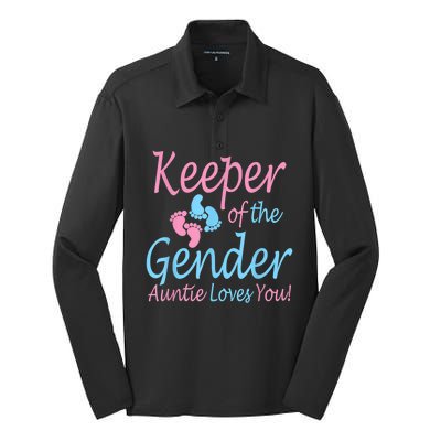 Keeper Of The Gender Auntie Gender Reveal Party Idea Silk Touch Performance Long Sleeve Polo