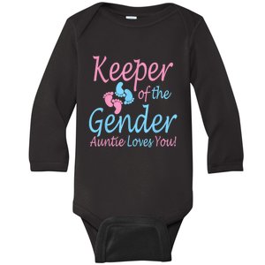 Keeper Of The Gender Auntie Gender Reveal Party Idea Baby Long Sleeve Bodysuit