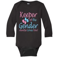 Keeper Of The Gender Auntie Gender Reveal Party Idea Baby Long Sleeve Bodysuit