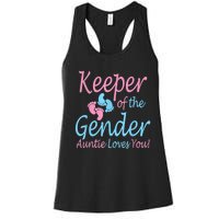 Keeper Of The Gender Auntie Gender Reveal Party Idea Women's Racerback Tank