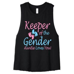 Keeper Of The Gender Auntie Gender Reveal Party Idea Women's Racerback Cropped Tank