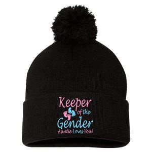 Keeper Of The Gender Auntie Gender Reveal Party Idea Pom Pom 12in Knit Beanie