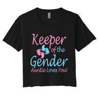 Keeper Of The Gender Auntie Gender Reveal Party Idea Women's Crop Top Tee