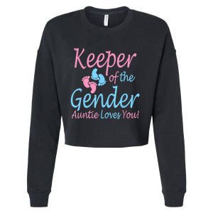 Keeper Of The Gender Auntie Gender Reveal Party Idea Cropped Pullover Crew