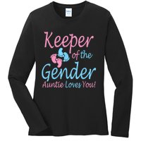 Keeper Of The Gender Auntie Gender Reveal Party Idea Ladies Long Sleeve Shirt