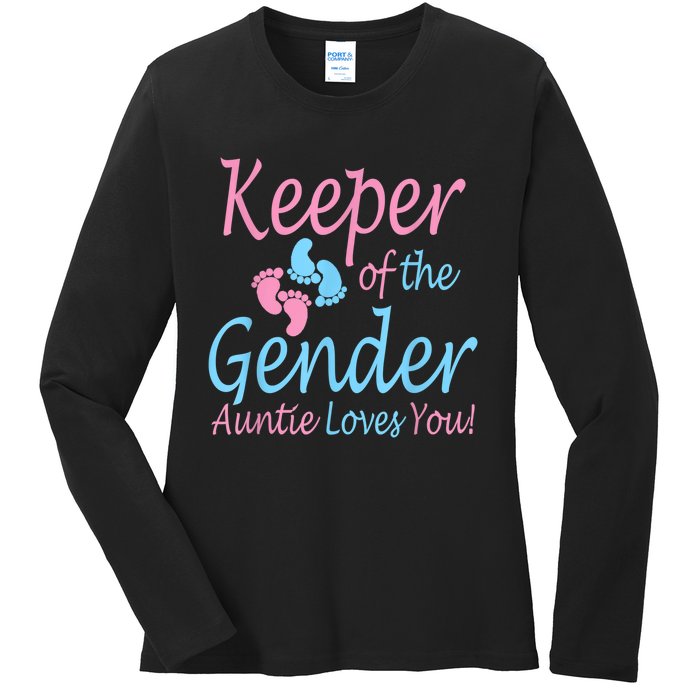 Keeper Of The Gender Auntie Gender Reveal Party Idea Ladies Long Sleeve Shirt