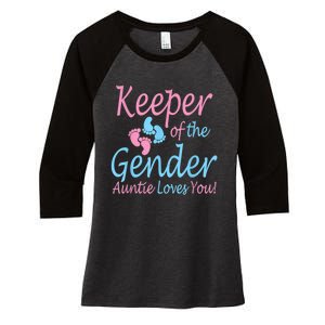 Keeper Of The Gender Auntie Gender Reveal Party Idea Women's Tri-Blend 3/4-Sleeve Raglan Shirt