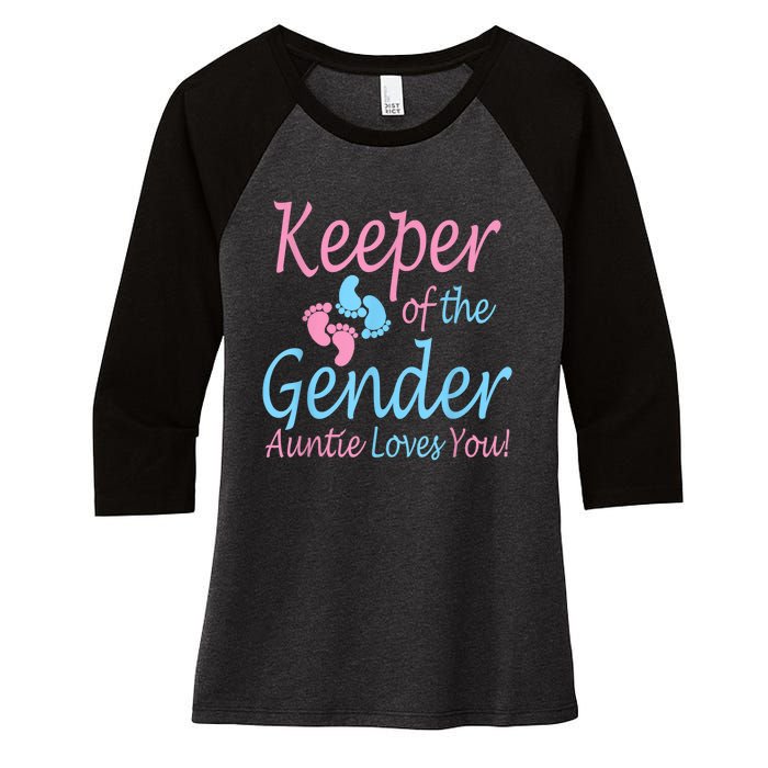 Keeper Of The Gender Auntie Gender Reveal Party Idea Women's Tri-Blend 3/4-Sleeve Raglan Shirt