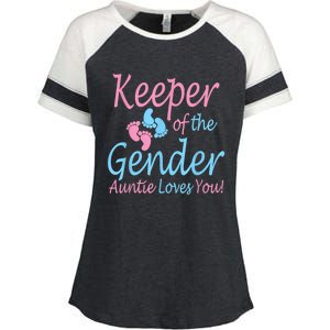 Keeper Of The Gender Auntie Gender Reveal Party Idea Enza Ladies Jersey Colorblock Tee