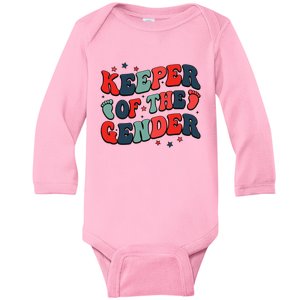 Keeper Of The Gender 4th Of July Reveal Baby Long Sleeve Bodysuit