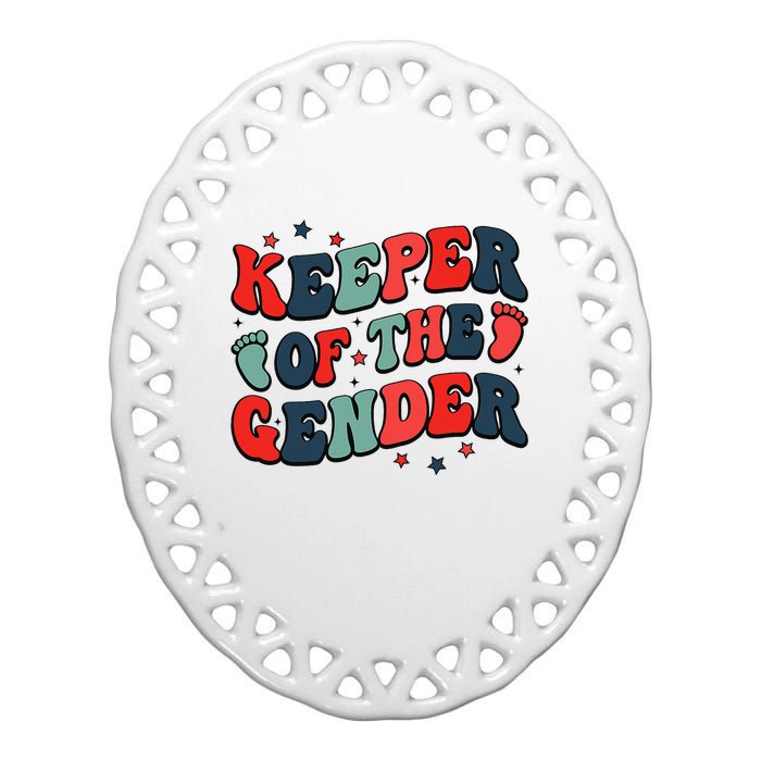 Keeper Of The Gender 4th Of July Reveal Ceramic Oval Ornament