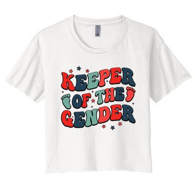 Keeper Of The Gender 4th Of July Reveal Women's Crop Top Tee