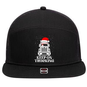 Keep On Truckin Christmas Truck Driver Xmas Trucking Season Gift 7 Panel Mesh Trucker Snapback Hat