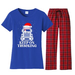 Keep On Truckin Christmas Truck Driver Xmas Trucking Season Gift Women's Flannel Pajama Set