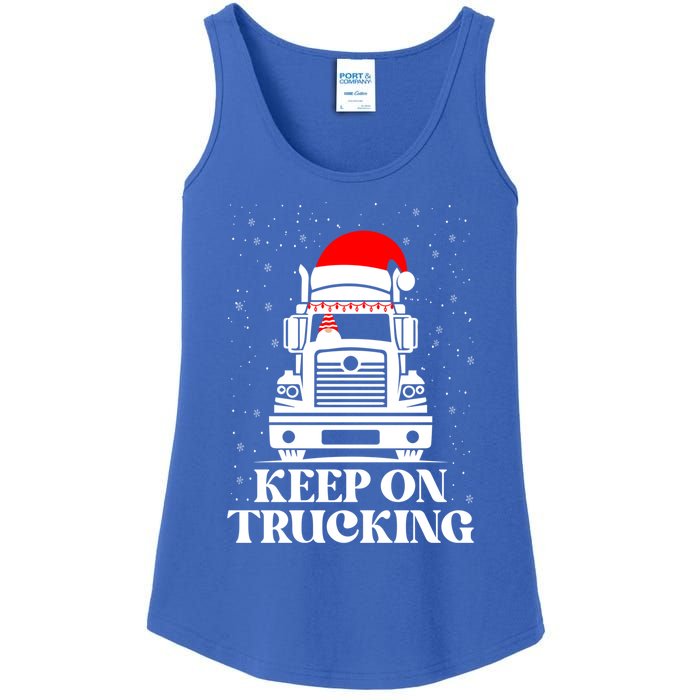 Keep On Truckin Christmas Truck Driver Xmas Trucking Season Gift Ladies Essential Tank