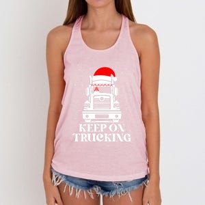 Keep On Truckin Christmas Truck Driver Xmas Trucking Season Gift Women's Knotted Racerback Tank