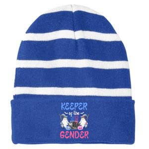 Keeper Of The Gender Booy Or Ghoul Gender Reveal Decoration Gift Striped Beanie with Solid Band