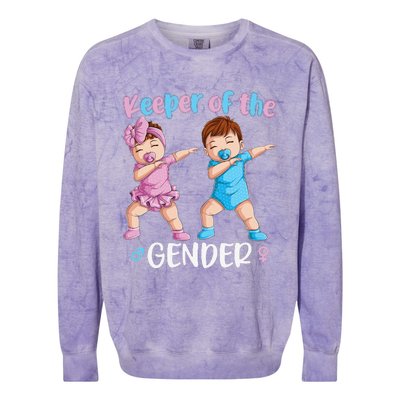 Keeper Of The Gender Reveal Party Baby Announcement  Colorblast Crewneck Sweatshirt