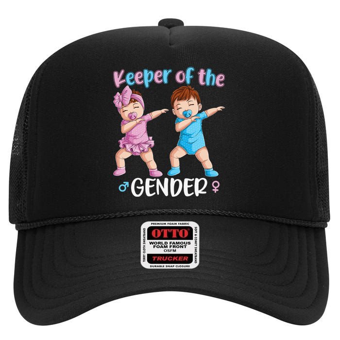 Keeper Of The Gender Reveal Party Baby Announcement  High Crown Mesh Back Trucker Hat