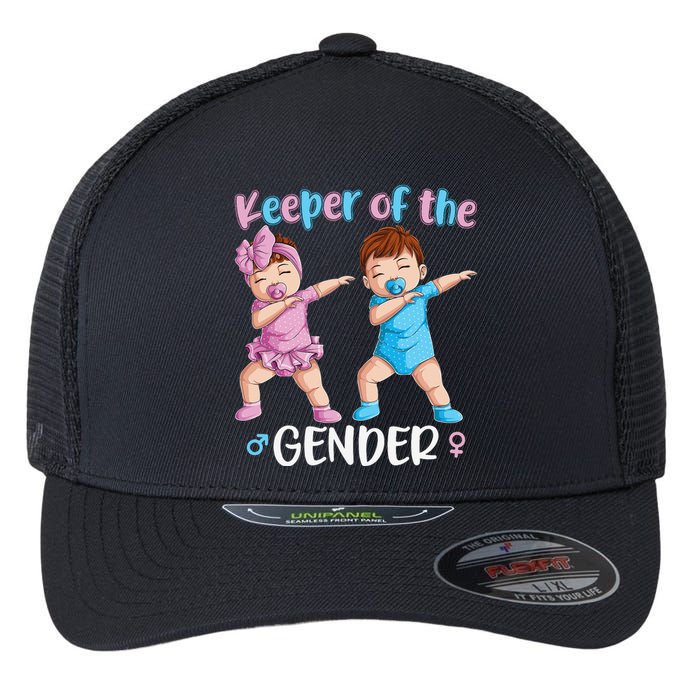 Keeper Of The Gender Reveal Party Baby Announcement  Flexfit Unipanel Trucker Cap