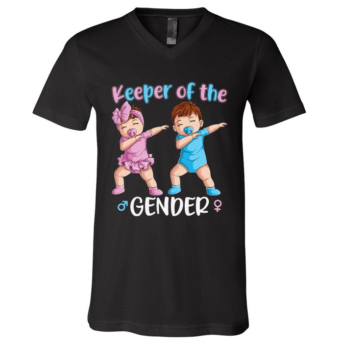 Keeper Of The Gender Reveal Party Baby Announcement  V-Neck T-Shirt